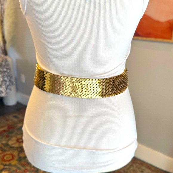 Gold Fish-scale Stretch and Silver Rose Buckle Belt - Picture 6 of 9